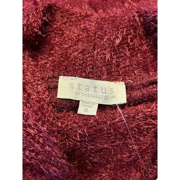 STATUS BY CHENAULT Eyelash Pull-Over Sweater Wine Women’s XL Soft NWT - Picture 5 of 8